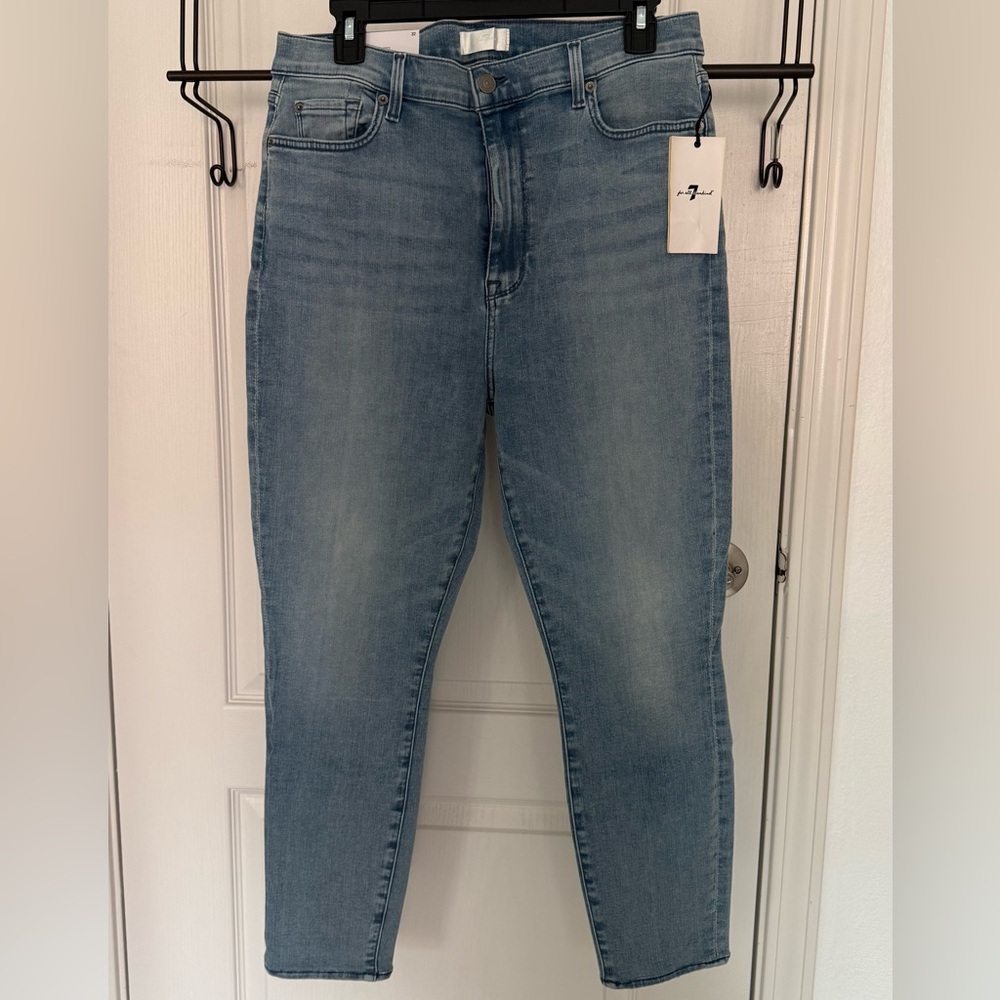 7 For All Mankind High Waist Ankle Skinny Jeans Size 32 NWT